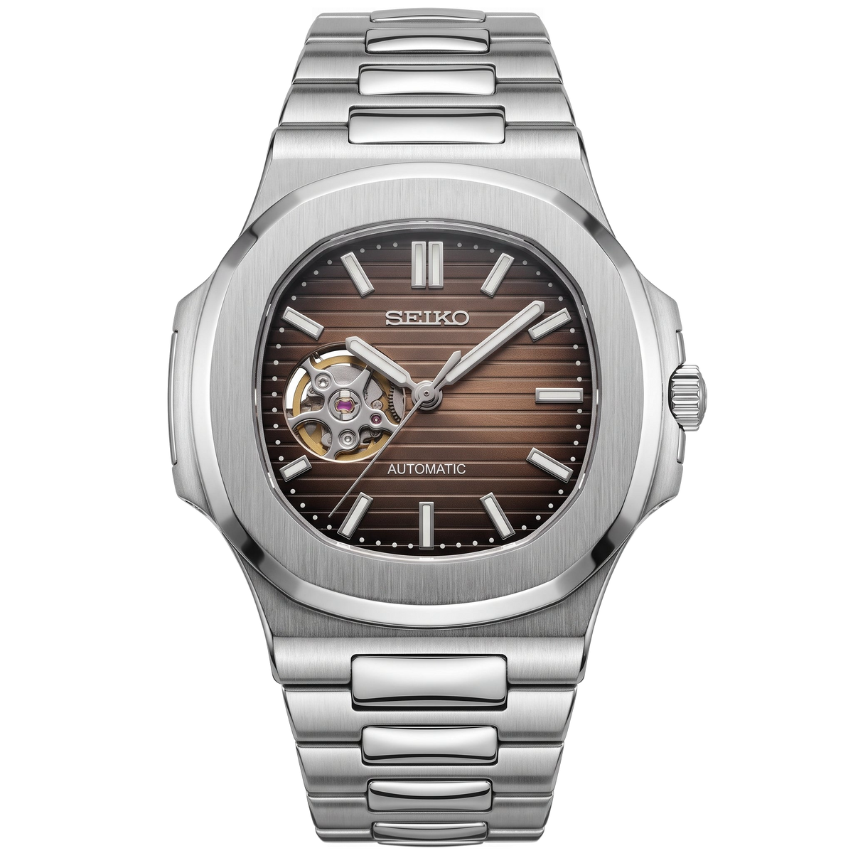 Nautiko | Silver Chocolate Open Heart — Tokei Watches