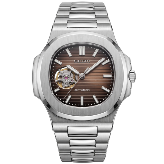Nautiko | Silver Chocolate Open Heart — Tokei Watches