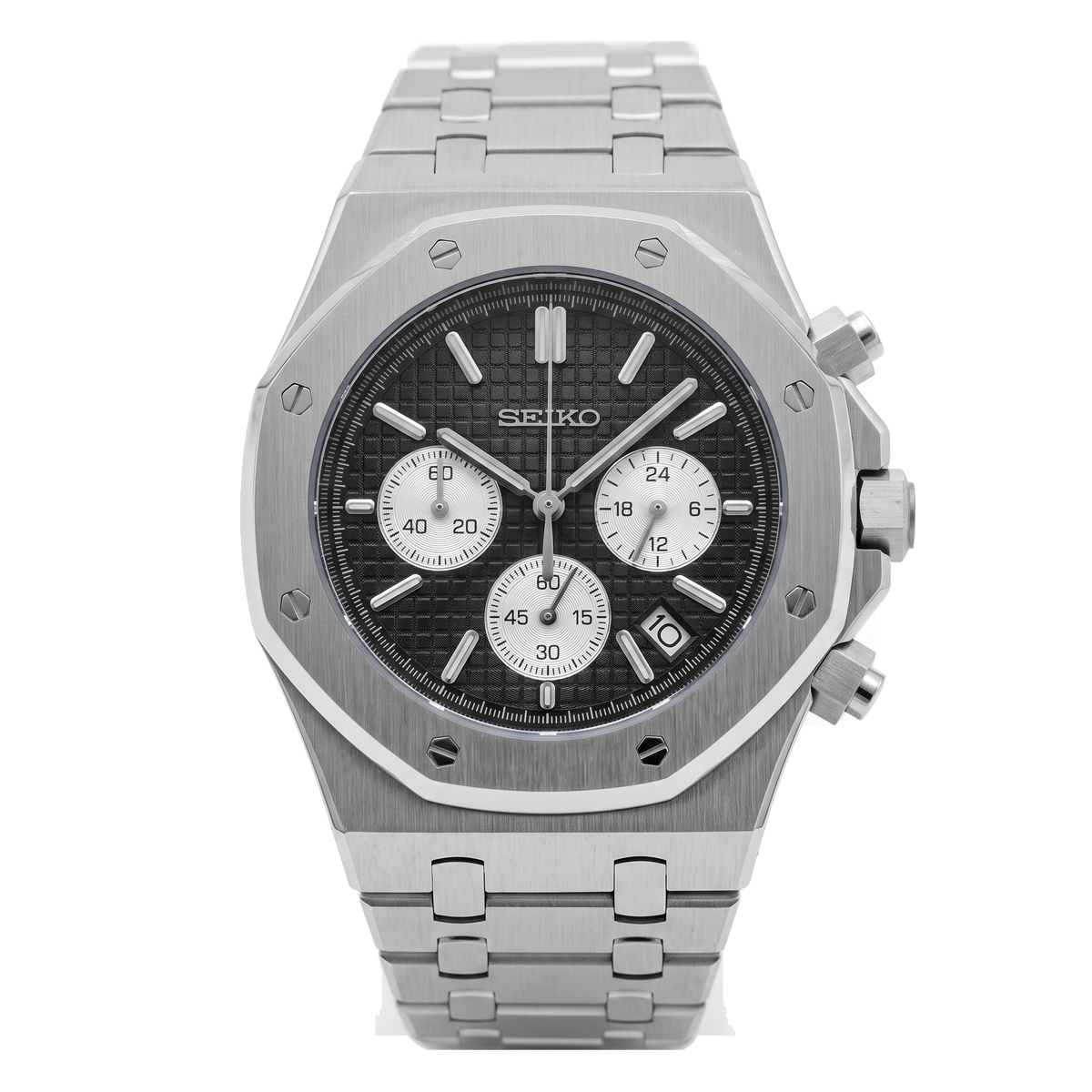 Seikoak | Chronograph Black and Silver — Tokei Watches