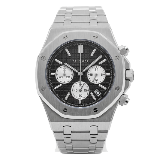 Seikoak | Chronograph Black and Silver — Tokei Watches