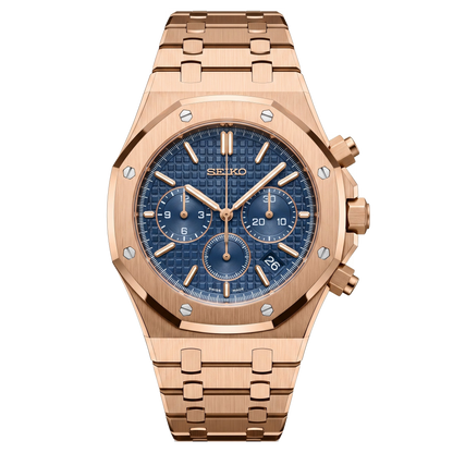 Seikoak | Chronograph Rose Gold Blue — Tokei Watches
