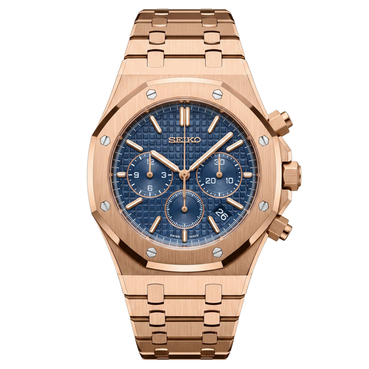 Seikoak | Chronograph Rose Gold Blue — Tokei Watches